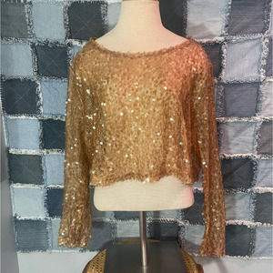 Zara Gold Sequin Crop Top L